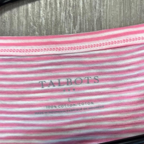 Talbots Tops - Talbots Pink and White Striped Short Sleeve Tee
